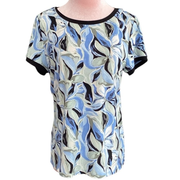 Anne Klein Petite NWT Marina Blue & Green Floral Top Small - Picture 5 of 10